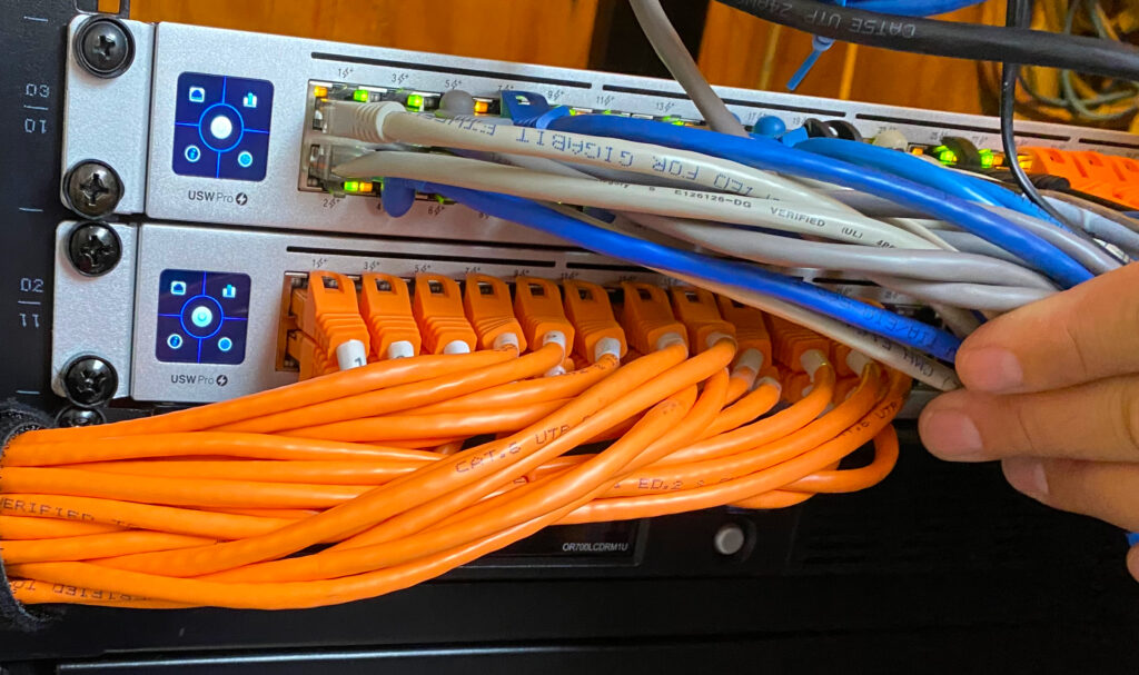 networking cables at a customers location