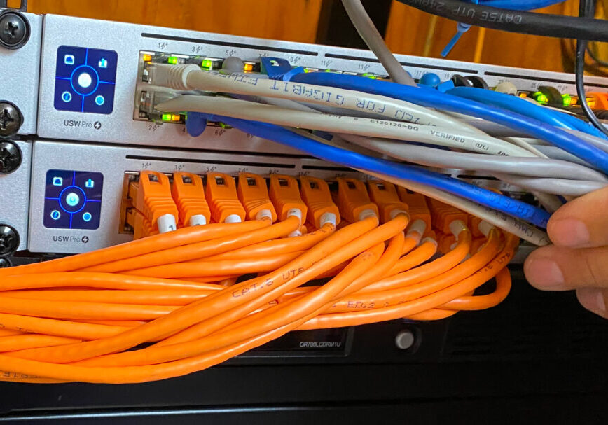 networking cables at a customers location